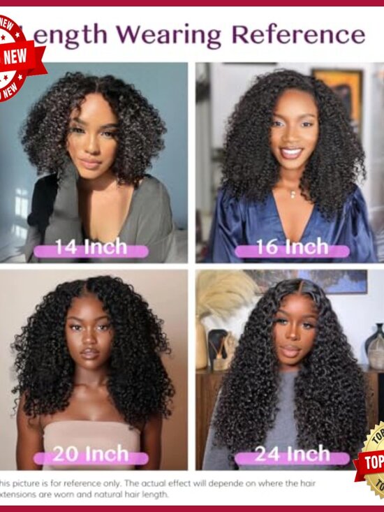 16 Inch Human Hair Clip-In Extensions, Kinky Curly, 110g 7pcs main image 4